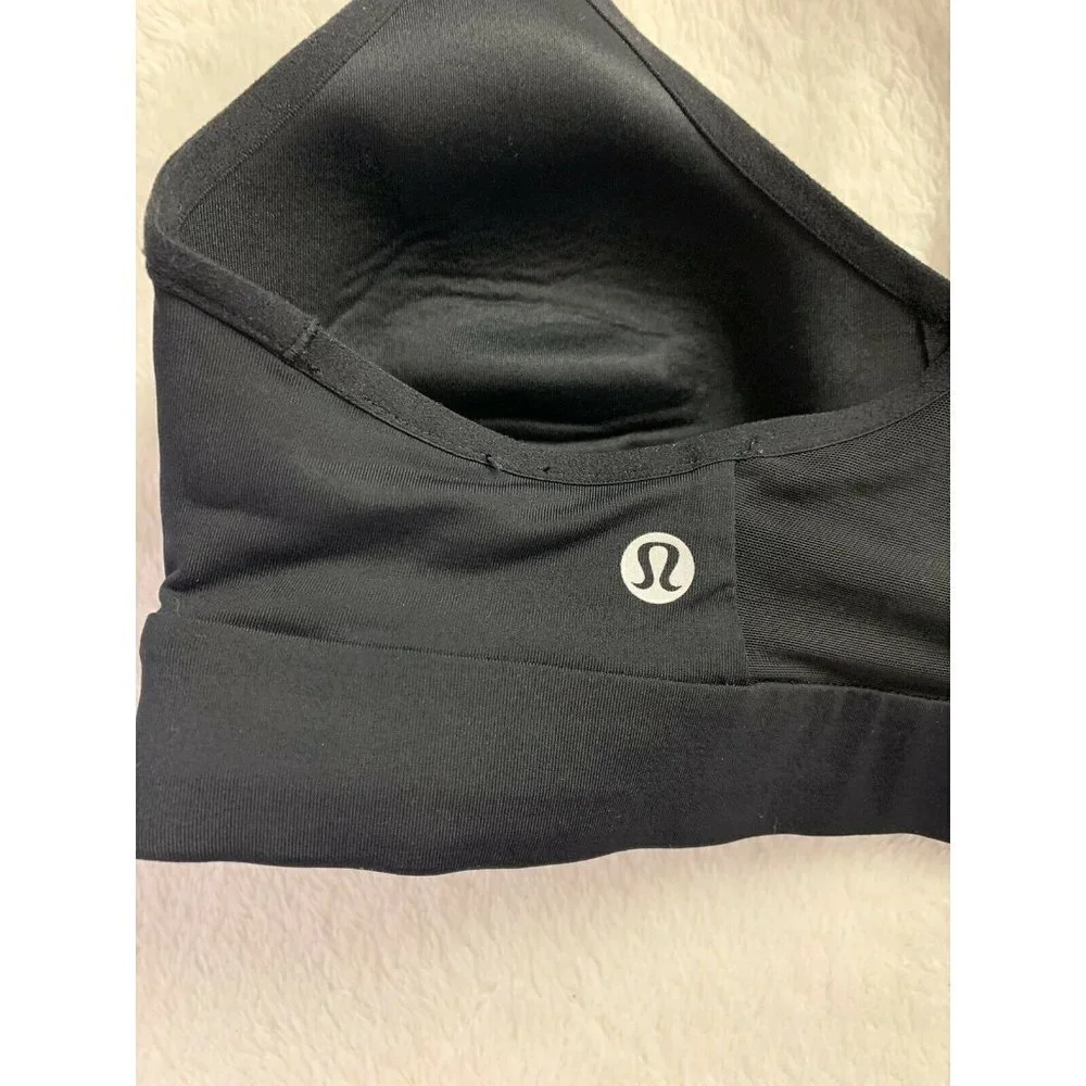 Lululemon Size 4 Speed Up Racerback Bra Black Solid Mesh Strap Detail